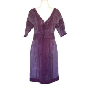 Y2K Derek Heart Vintage Purple Sweater Dress Juniors Size XL Crocheted Boho Heat